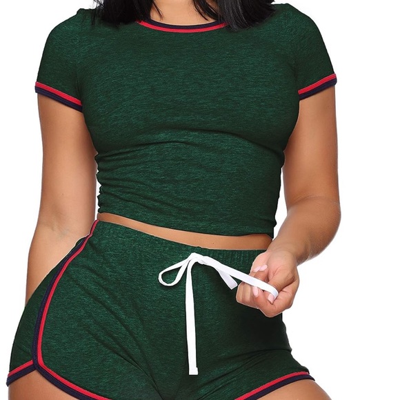 WIHOLL Womens Casual 2 Piece Short Sleeve Sets Summer Sexy Active Tracksuits - Picture 2 of 5